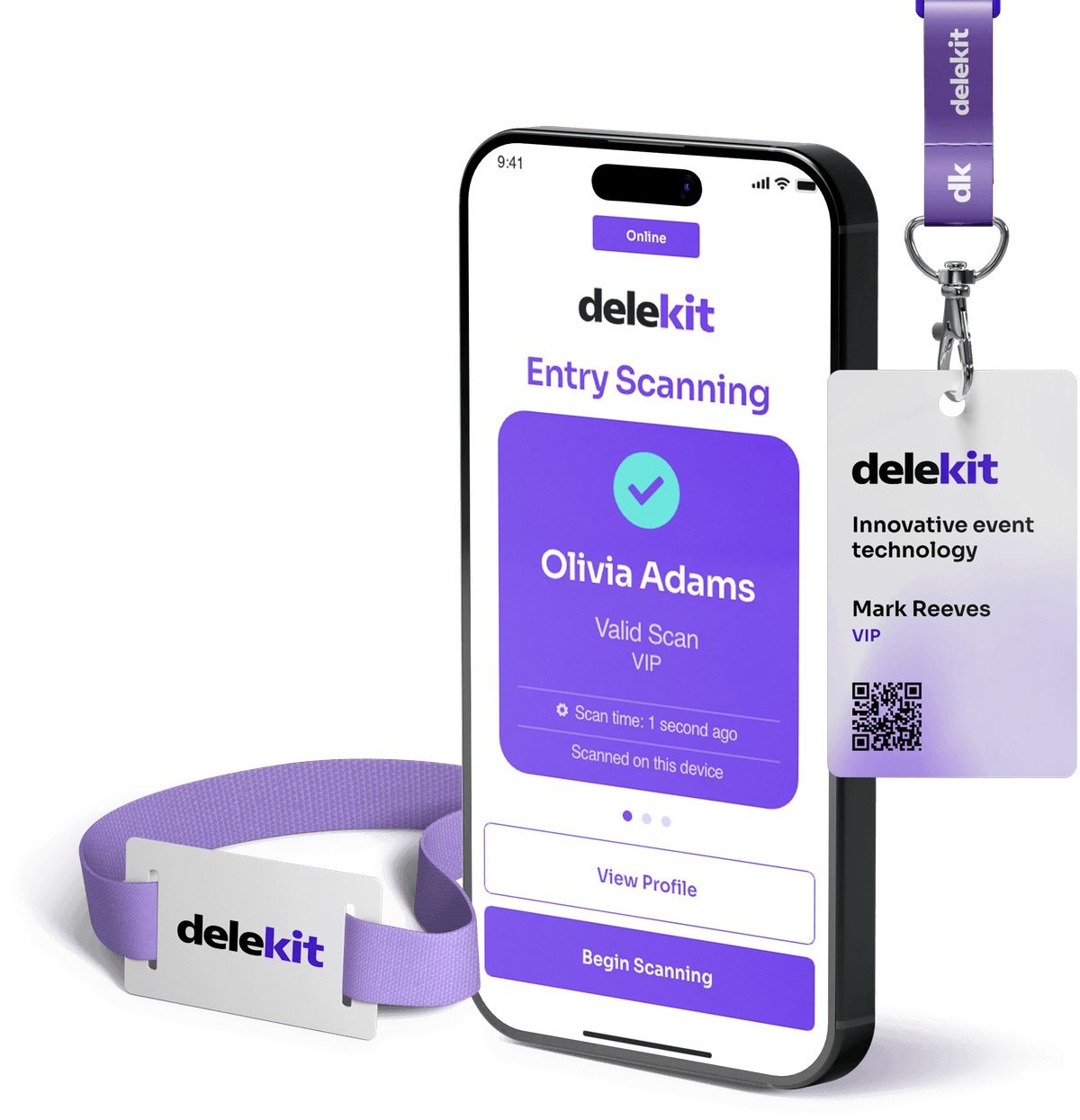 Delekit check-in app scanning an NFC wristband