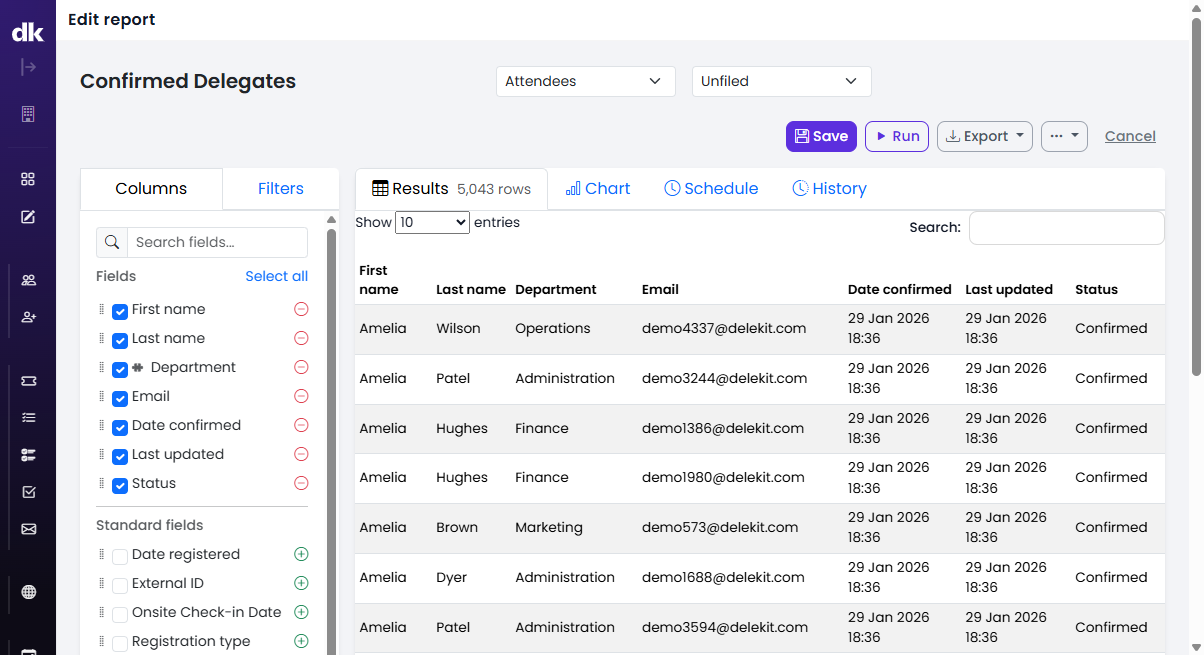 Delekit custom report builder